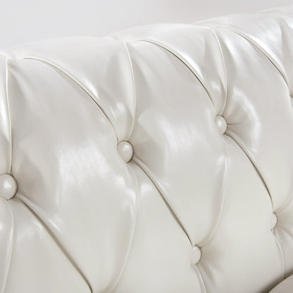 Divano Chesterfield in pelle PU da 84,65 pollici con braccioli arrotolati (3 posti)