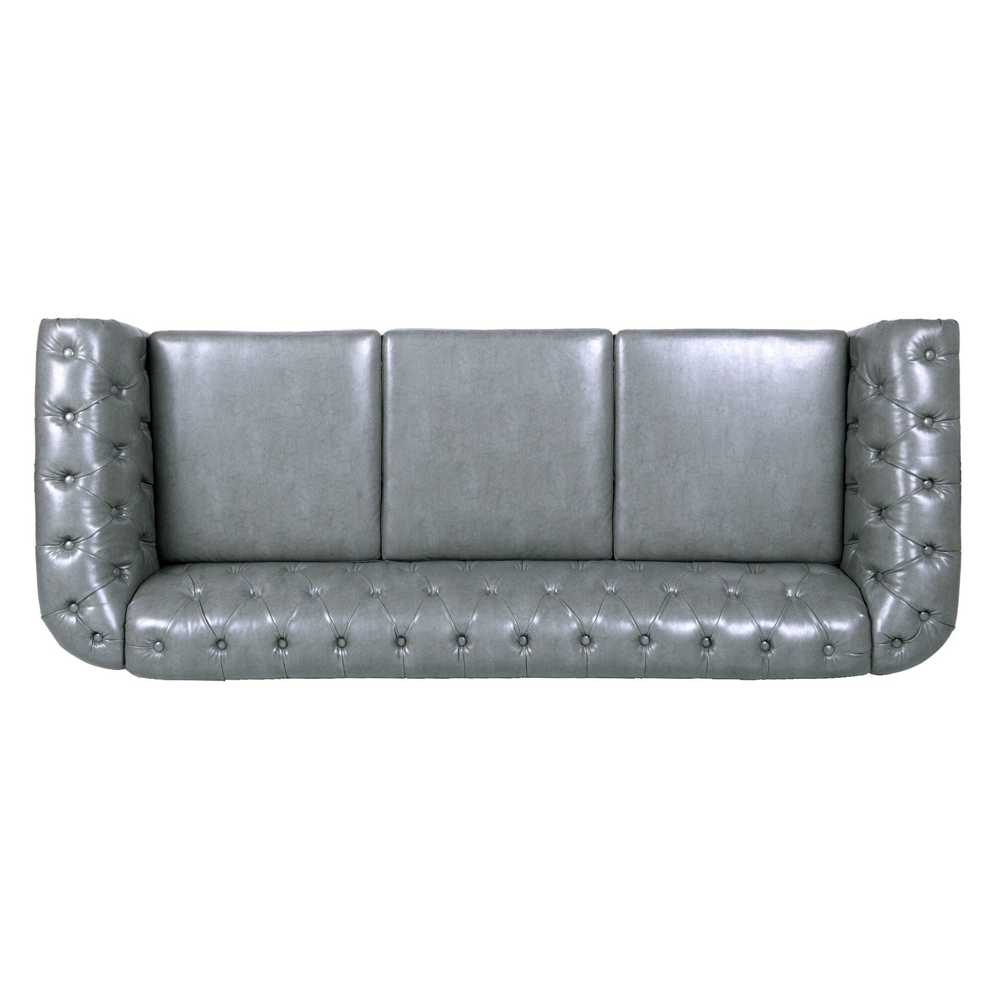Divano Chesterfield in pelle PU da 84,65 pollici con braccioli arrotolati (3 posti)