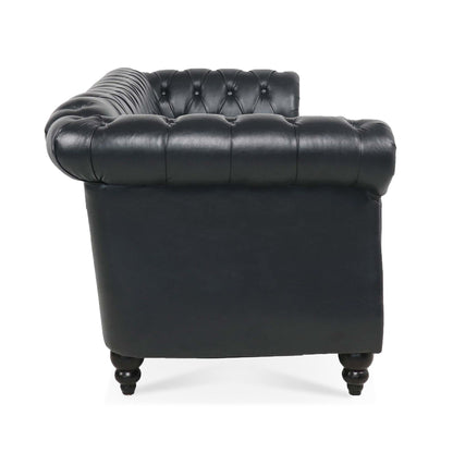 Divano Chesterfield in pelle PU da 84,65 pollici con braccioli arrotolati (3 posti)