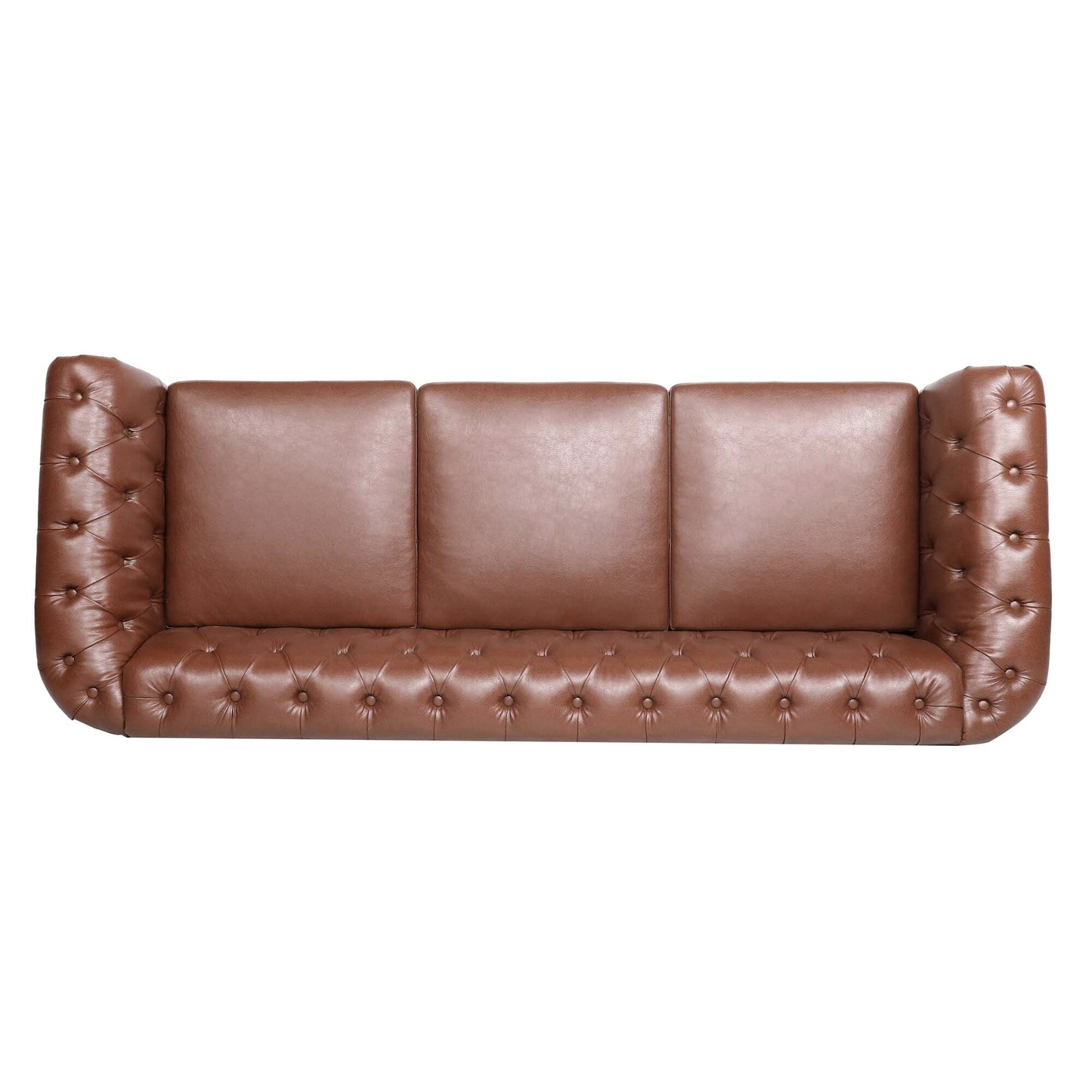 Divano Chesterfield in pelle PU da 84,65 pollici con braccioli arrotolati (3 posti)