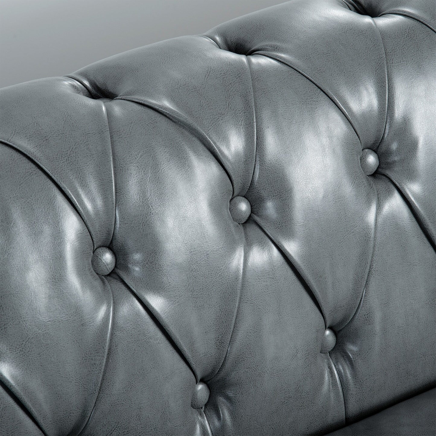 Divano Chesterfield in pelle PU da 84,65 pollici con braccioli arrotolati (3 posti)