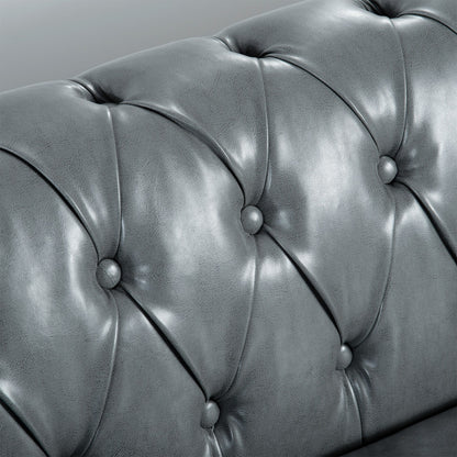 Divano Chesterfield in pelle PU da 84,65 pollici con braccioli arrotolati (3 posti)