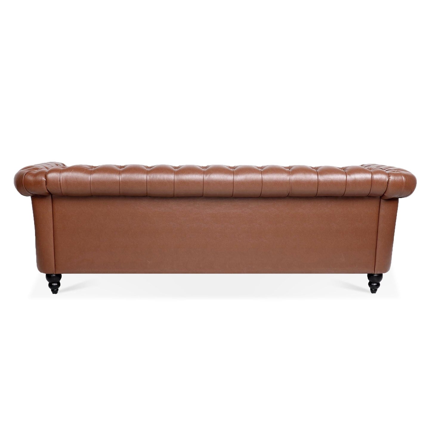 Divano Chesterfield in pelle PU da 84,65 pollici con braccioli arrotolati (3 posti)