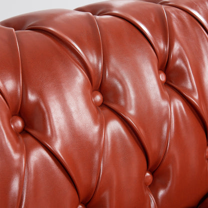Divano Chesterfield in pelle PU da 84,65 pollici con braccioli arrotolati (3 posti)