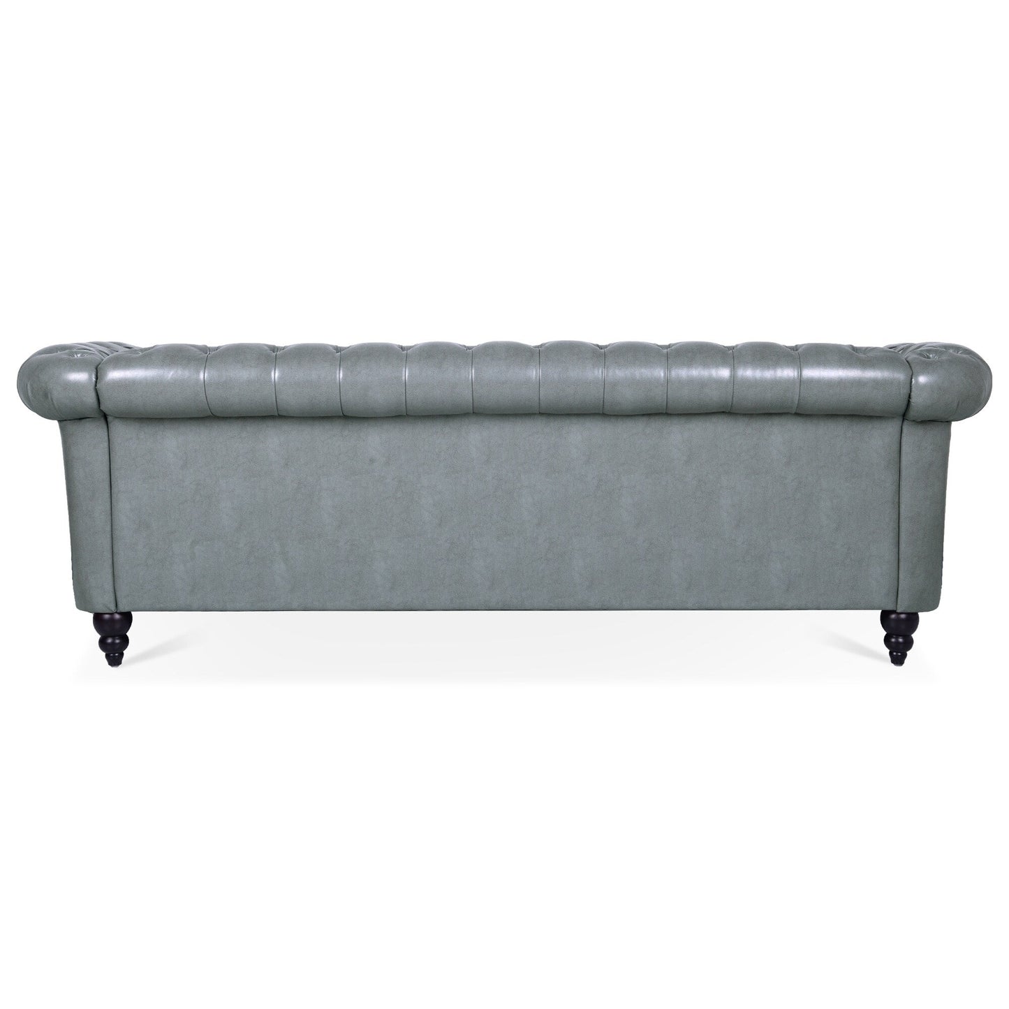 Divano Chesterfield in pelle PU da 84,65 pollici con braccioli arrotolati (3 posti)