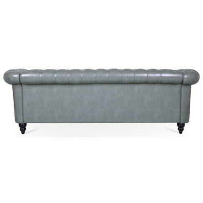 Divano Chesterfield in pelle PU da 84,65 pollici con braccioli arrotolati (3 posti)