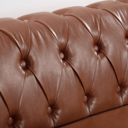 Divano Chesterfield in pelle PU da 84,65 pollici con braccioli arrotolati (3 posti)
