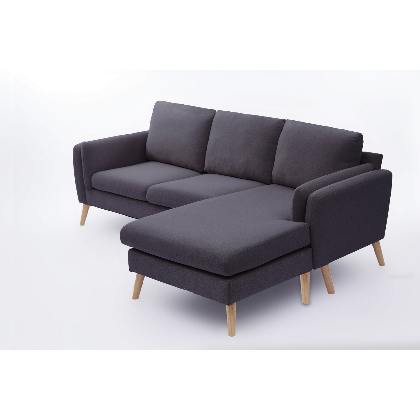 Divano a 3 posti a L in lino da 84,6'' con chaise longue reversibile, cuscini a molle indipendenti, struttura in legno massello, doppi braccioli