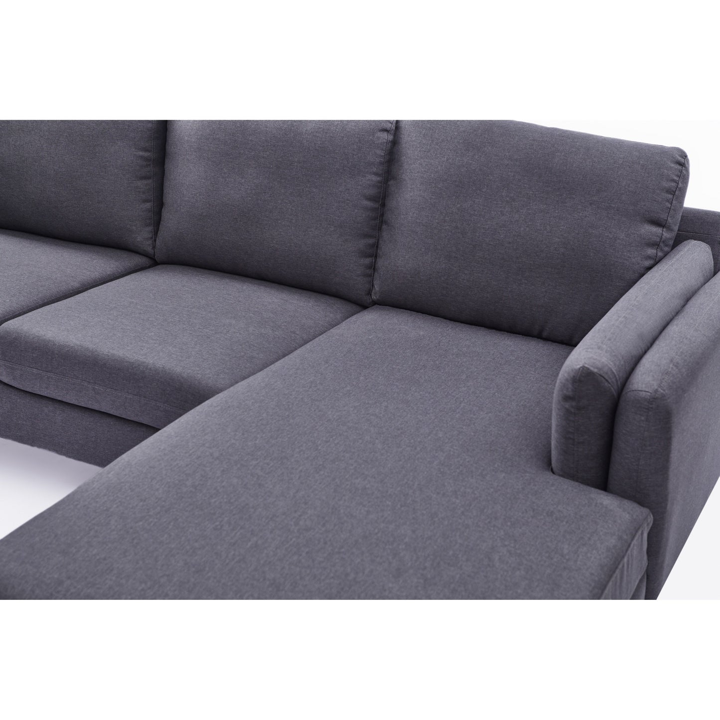 Divano a L in lino da 84,6'' con chaise longue reversibile