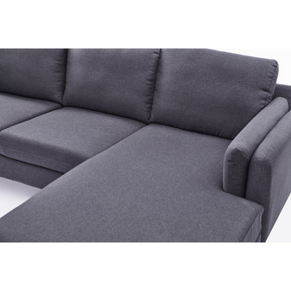 Divano a L in lino da 84,6'' con chaise longue reversibile