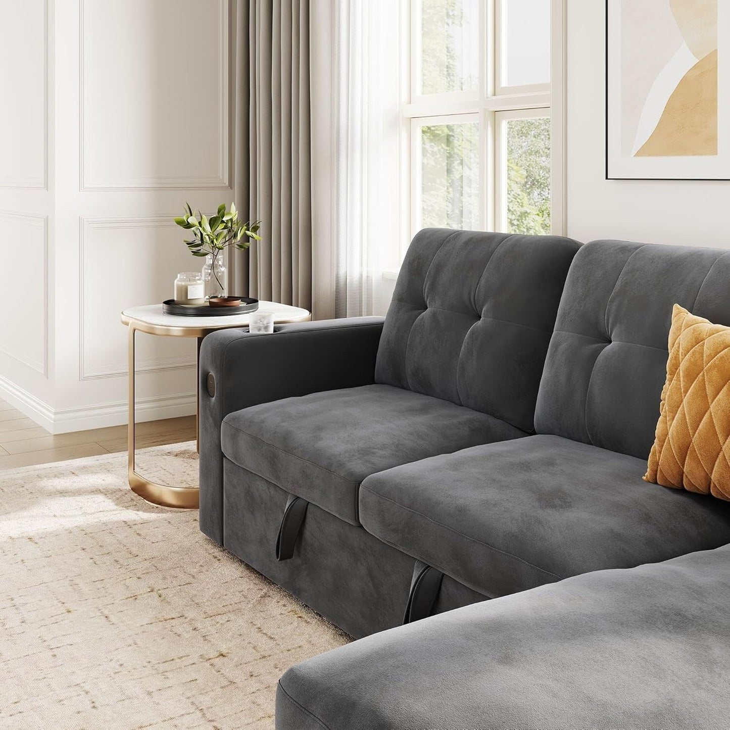 Divano letto 84 posti, divano componibile modulare con contenitore reversibile