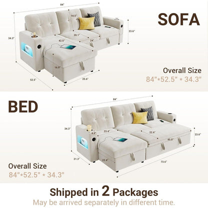 Divano letto 84 posti, divano componibile modulare con contenitore reversibile