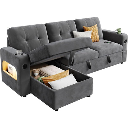 Divano letto 84 posti, divano componibile modulare con contenitore reversibile