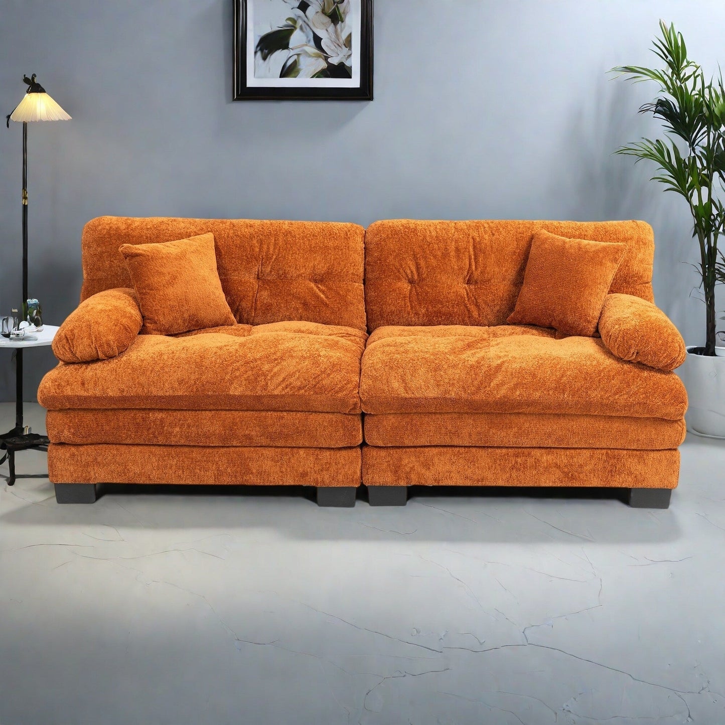 Divano imbottito a 3 posti con imbottitura in memory foam a doppio strato e cuscini comfort in omaggio