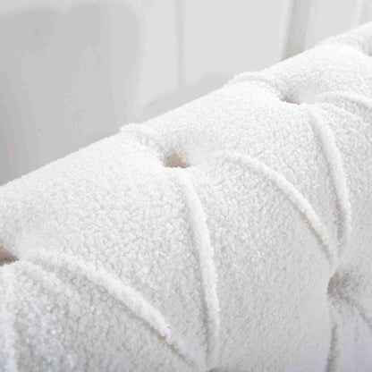 Divano Chesterfield a 3 posti con braccioli arrotolati bianchi 84