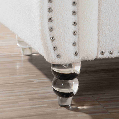 Divano Chesterfield a 3 posti con braccioli arrotolati bianchi 84