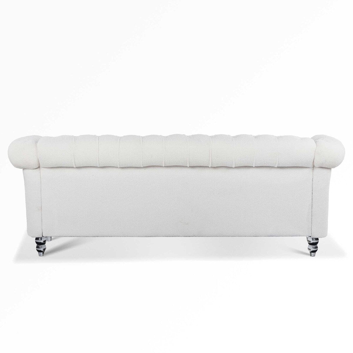 Divano Chesterfield a 3 posti con braccioli arrotolati bianchi 84