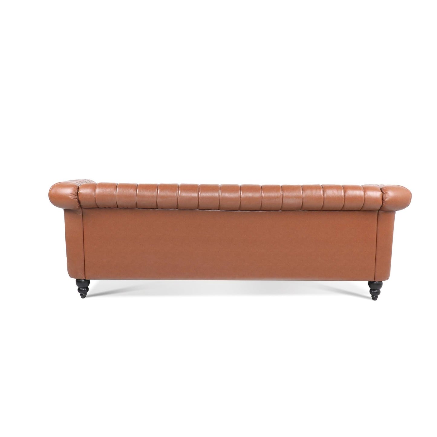 Divano Chesterfield a tre posti con braccioli arrotolati in PU da 84''