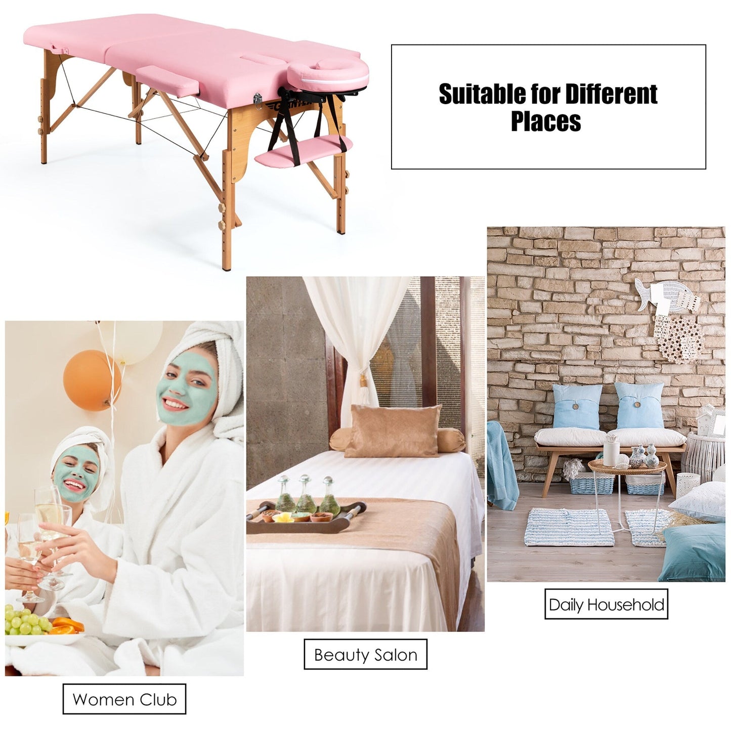 Lettino da massaggio portatile da 84''L, regolabile, per spa viso, tatuaggi, con trasporto