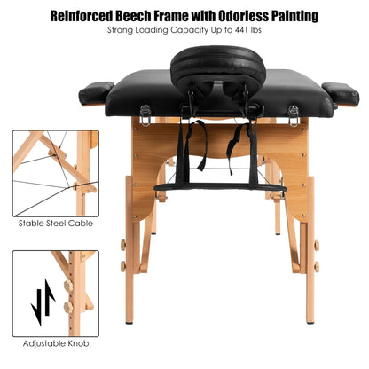 Lettino da massaggio portatile da 84''L, regolabile, per spa viso, tatuaggi, con trasporto