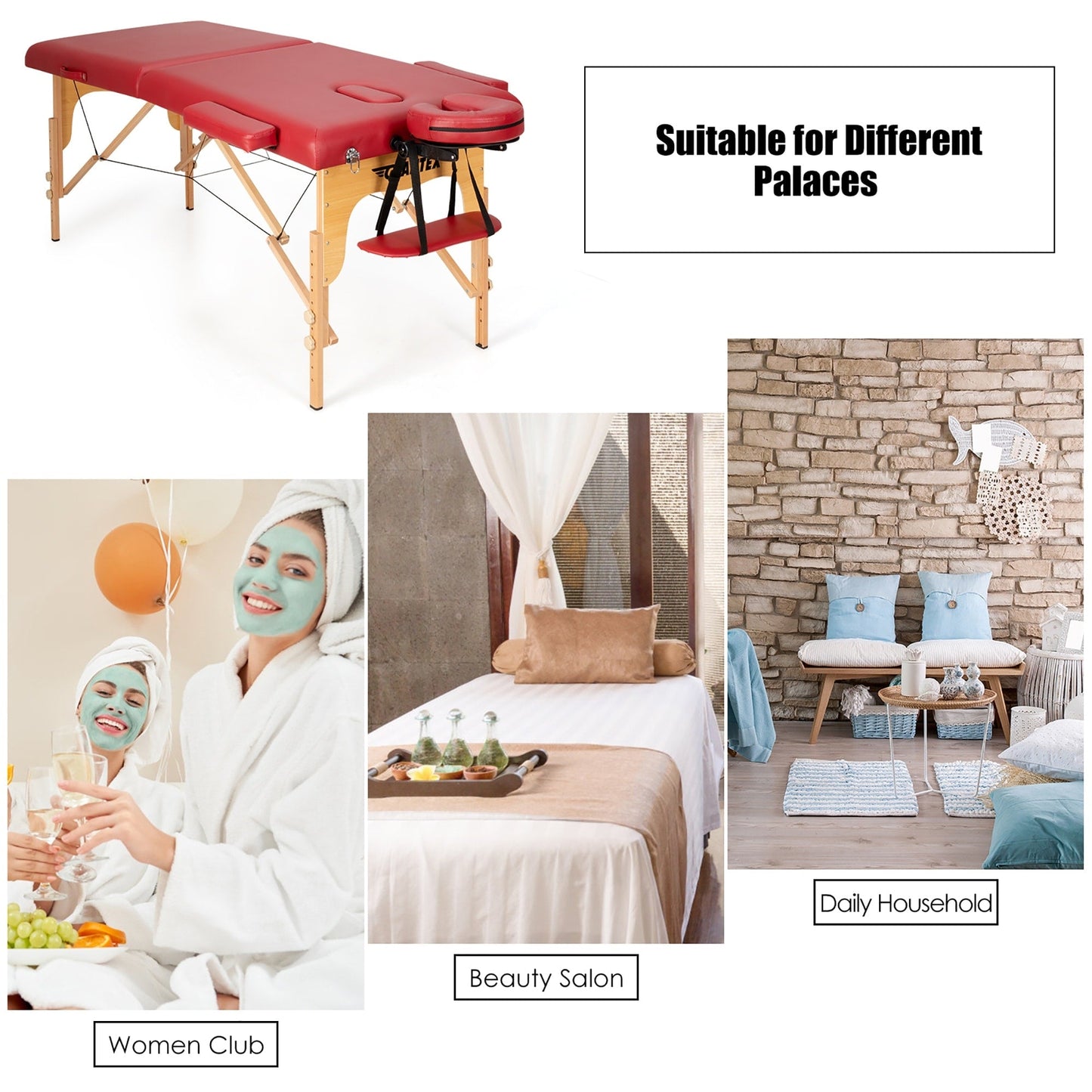 Lettino da massaggio portatile da 84''L, regolabile, per spa viso, tatuaggi, con trasporto