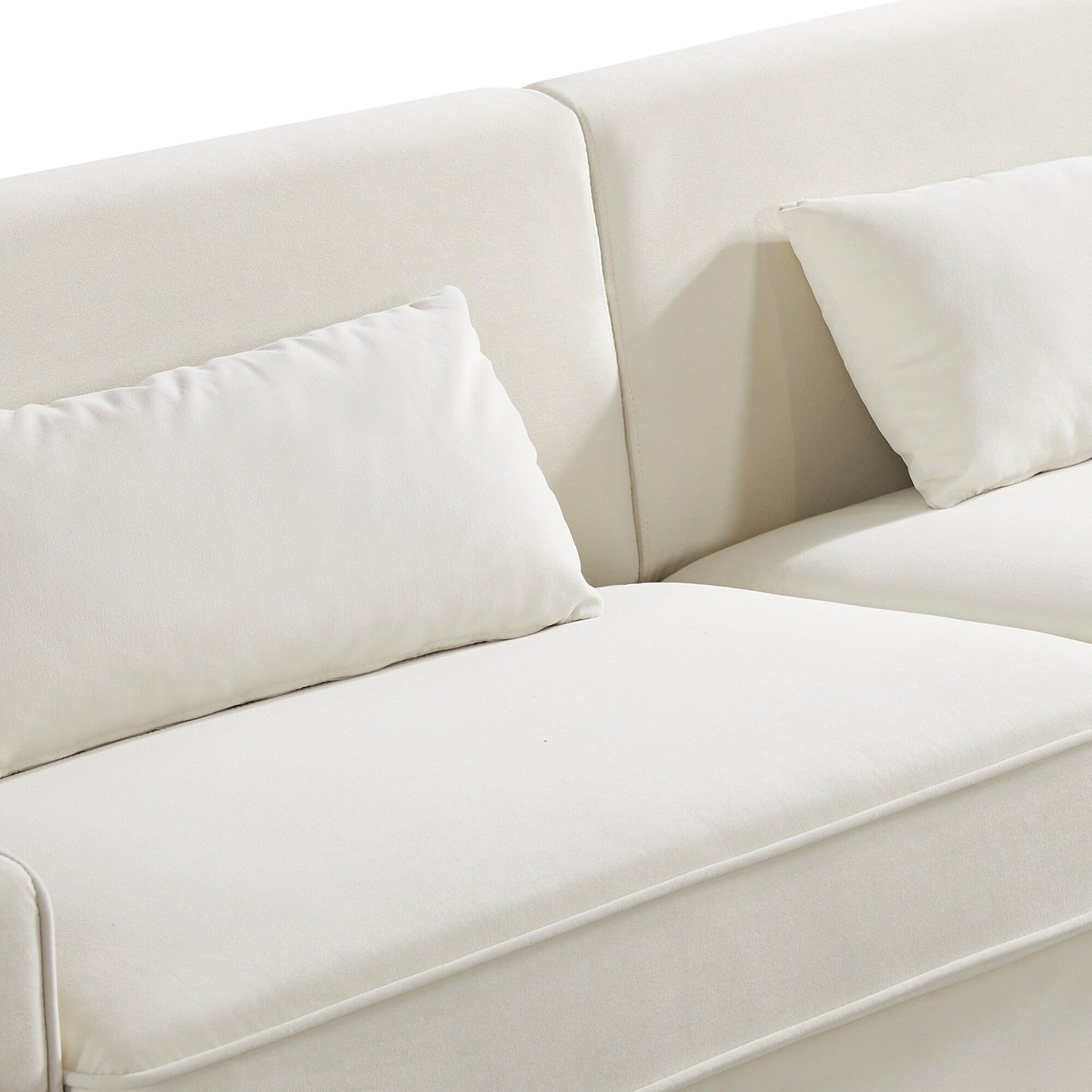 Divano moderno a 3 posti in velluto da 85,44 pollici con 2 cuscini, gambe in metallo dorato, eleganza senza tempo, schiuma ad alta densità