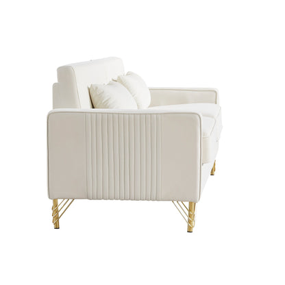 Divano moderno a 3 posti in velluto da 85,44 pollici con gambe in metallo dorato, seduta in schiuma ad alta densità e design senza tempo