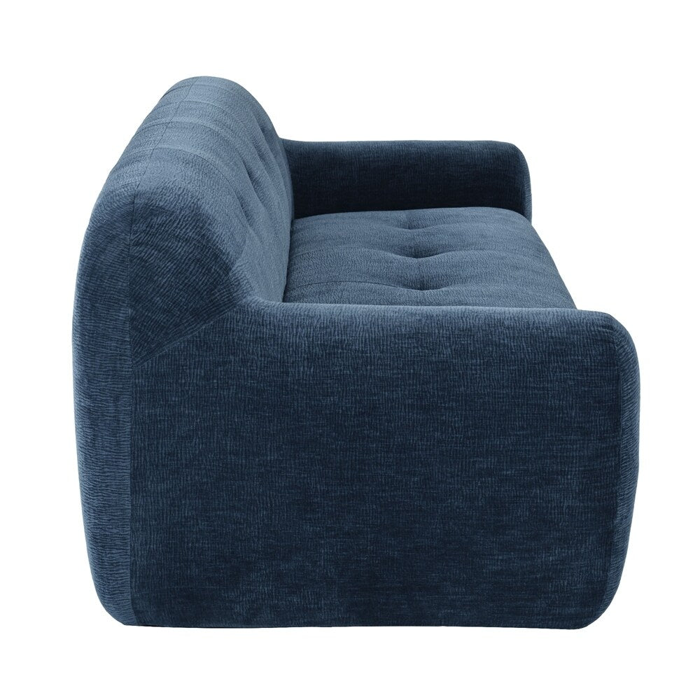 Divano a 3 posti in tessuto ciniglia largo 85,8 pollici con stile capitonné