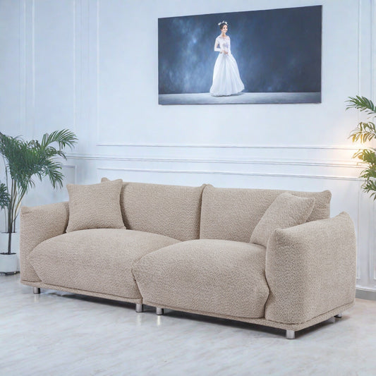 Divano 3 posti in tessuto 85.82 con struttura in legno massello e 2 cuscini