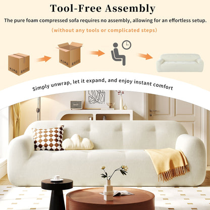 Divano a 3 posti in tessuto ciniglia largo 85,8 cm, design a compressione completa in spugna, con schiuma senza polvere, molle insacchettate per un comfort extra