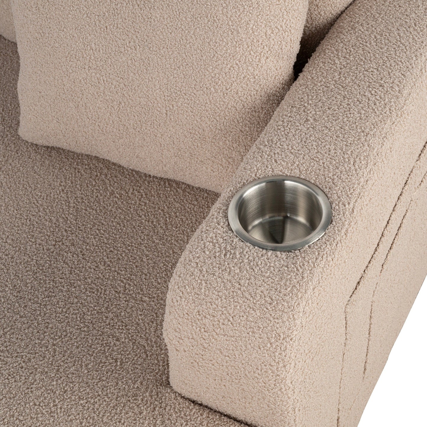 Divano moderno a 3 posti in velluto a coste beige con USB e 2 cuscini