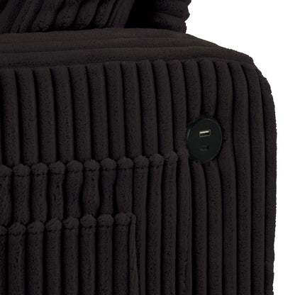 Divano moderno rettangolare in velluto a coste a 3 posti con USB e 2 cuscini