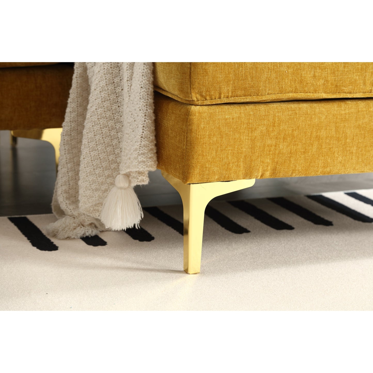 Divano in tessuto a 3 posti a L da 85'' con chaise longue, struttura in legno e rinforzo del cuscino a molle