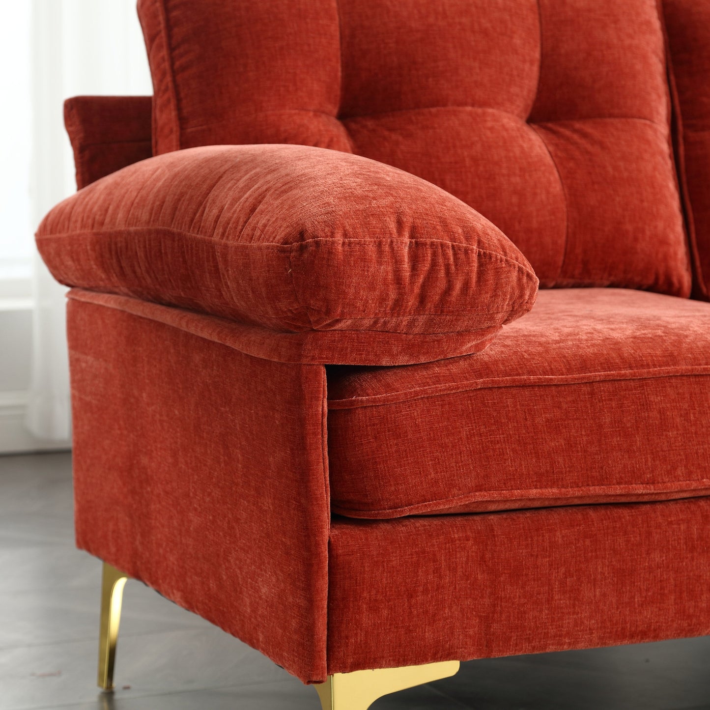 Divano in tessuto a 3 posti a L da 85'' con chaise longue, struttura in legno e rinforzo del cuscino a molle