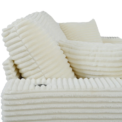 Divano chaise longue in velluto a coste da 86,5 pollici con 2 porte USB, portabicchieri e capacità di 550 libbre