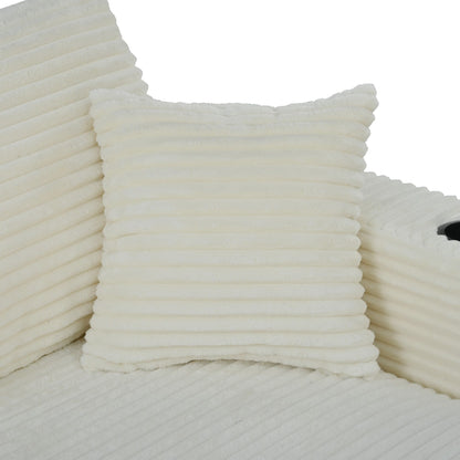 Divano chaise longue in velluto a coste da 86,5 pollici con 2 porte USB, portabicchieri e capacità di 550 libbre