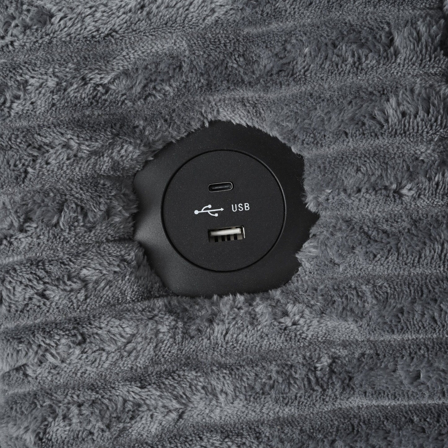 Divano chaise longue in velluto a coste da 86,5 pollici con 2 porte USB, portabicchieri e capacità di 550 libbre