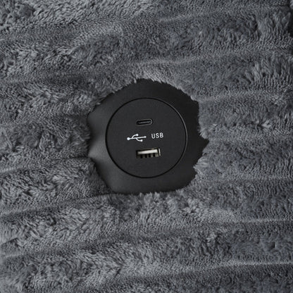 Divano chaise longue in velluto a coste da 86,5 pollici con 2 porte USB, portabicchieri e capacità di 550 libbre