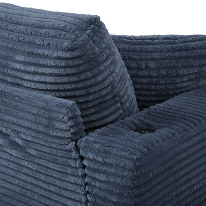 Divano chaise longue in velluto a coste da 86,5 pollici con 2 porte USB, portabicchieri e capacità di 550 libbre