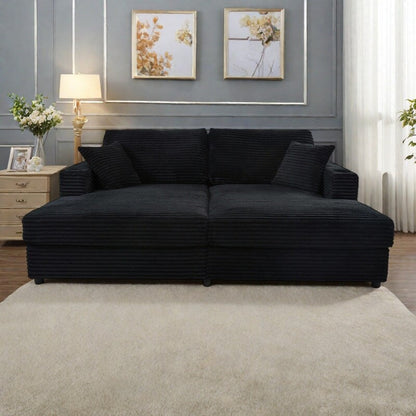 Divano chaise longue in velluto a coste da 86,5 pollici con 2 porte USB, portabicchieri e capacità di 550 libbre