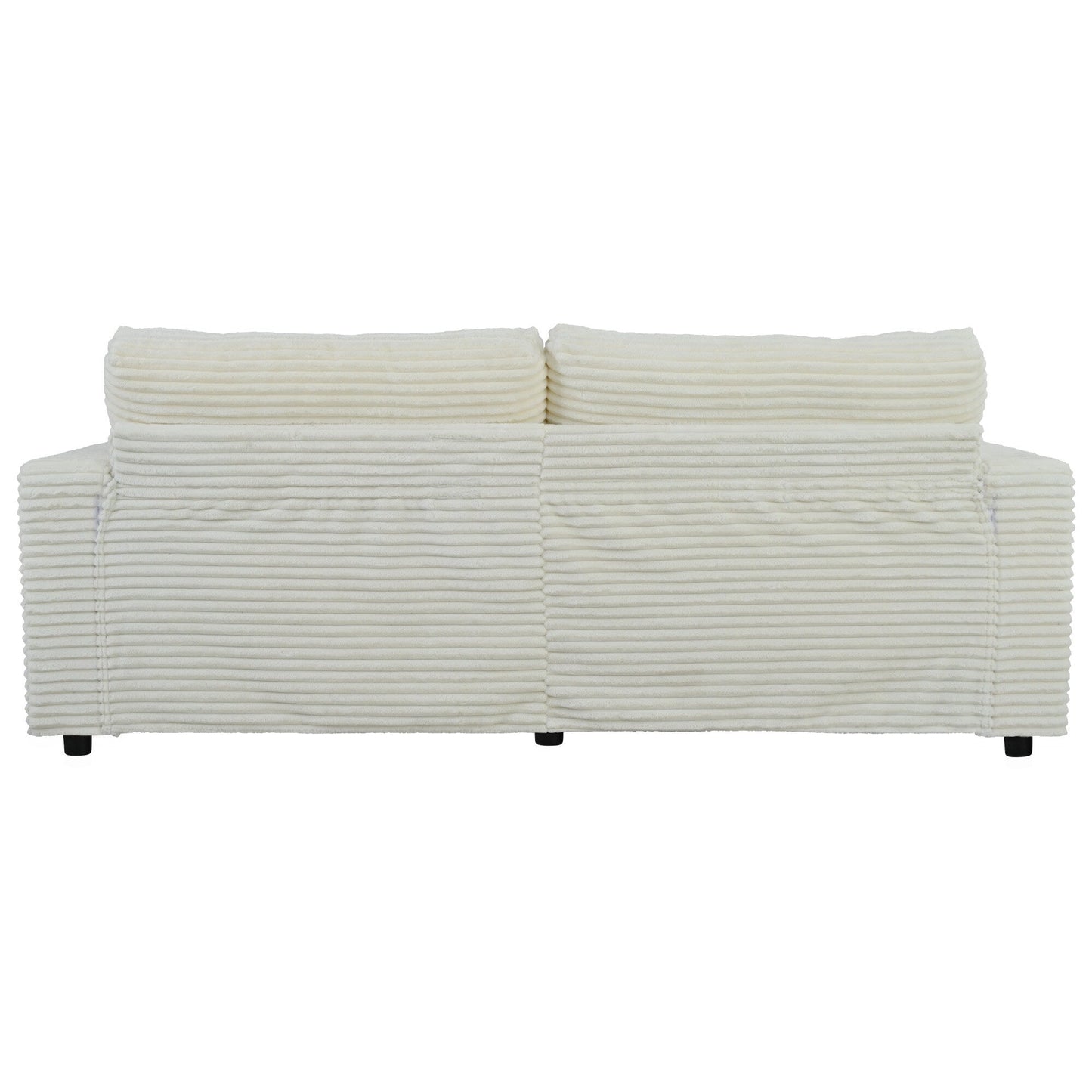 Divano chaise longue in velluto a coste da 86,5 pollici con 2 porte USB, portabicchieri e capacità di 550 libbre