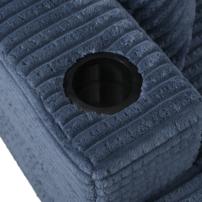 Divano chaise longue in velluto a coste da 86,5 pollici con 2 porte USB, portabicchieri e capacità di 550 libbre