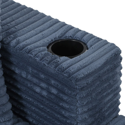 Divano chaise longue in velluto a coste da 86,5 pollici con 2 porte USB, portabicchieri e capacità di 550 libbre