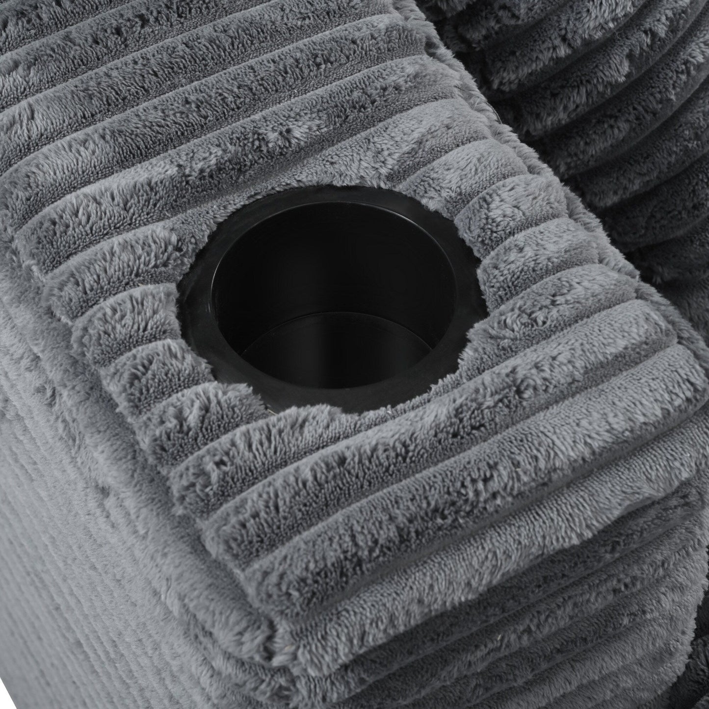 Divano chaise longue in velluto a coste da 86,5 pollici con 2 porte USB, portabicchieri e capacità di 550 libbre