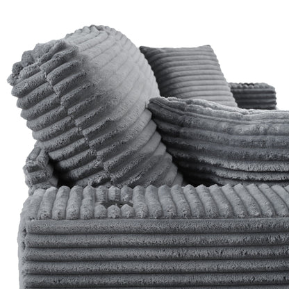 Divano chaise longue in velluto a coste da 86,5 pollici con 2 porte USB, portabicchieri e capacità di 550 libbre