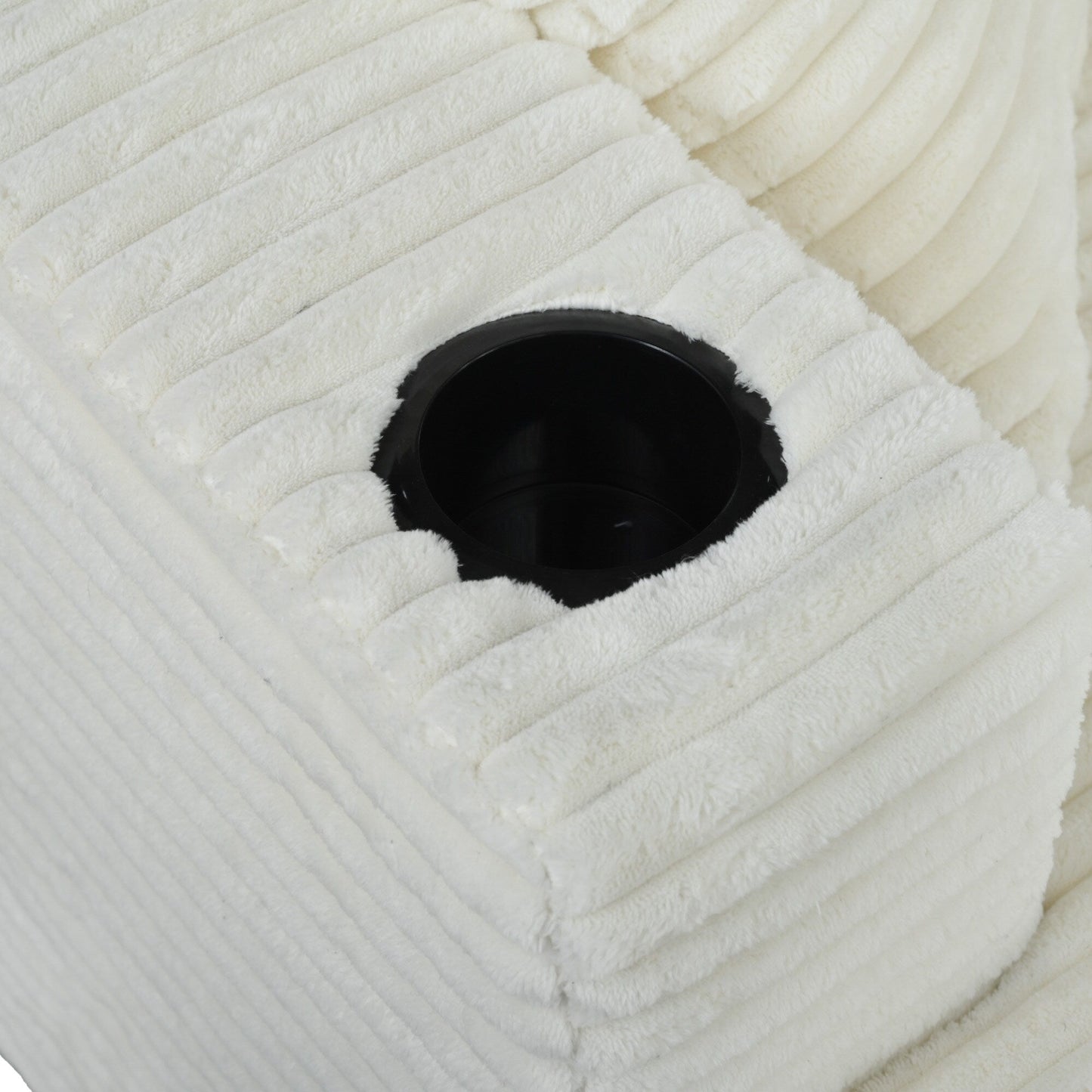 Divano chaise longue in velluto a coste da 86,5 pollici con 2 porte USB, portabicchieri e capacità di 550 libbre