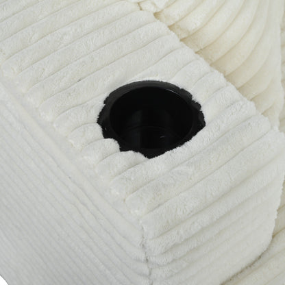 Divano chaise longue in velluto a coste da 86,5 pollici con 2 porte USB, portabicchieri e capacità di 550 libbre