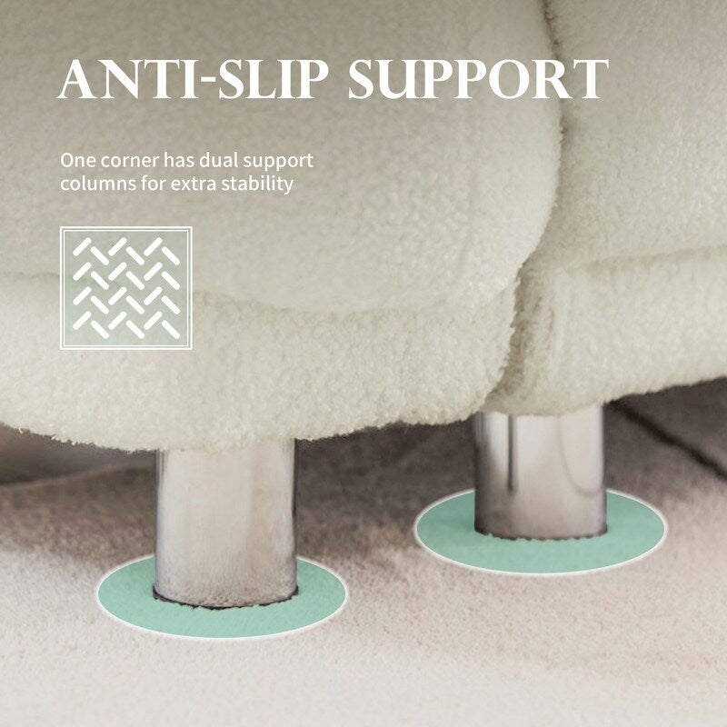 Divano Teddy Velvet Large Bread con cuscini bianchi 86.5