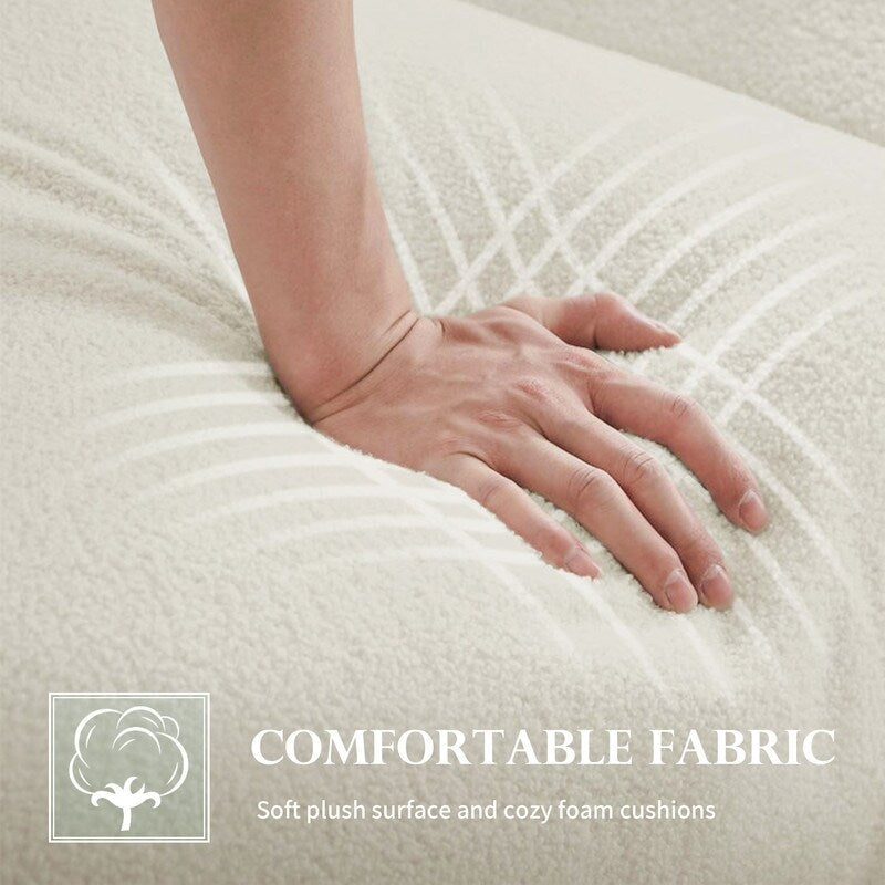 Divano Teddy Velvet Large Bread con cuscini bianchi 86.5