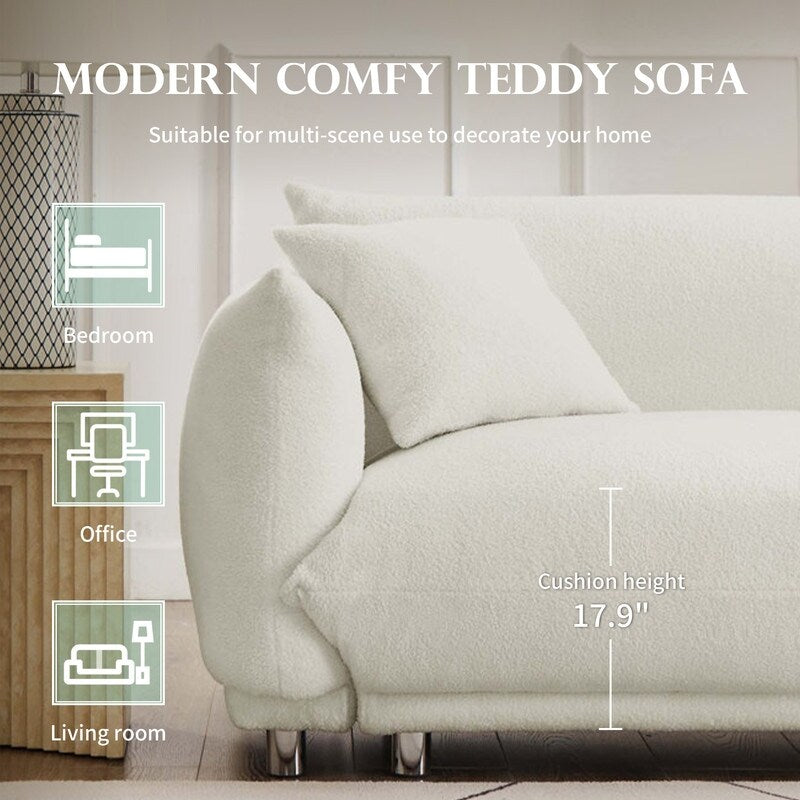 Divano Teddy Velvet Large Bread con cuscini bianchi 86.5